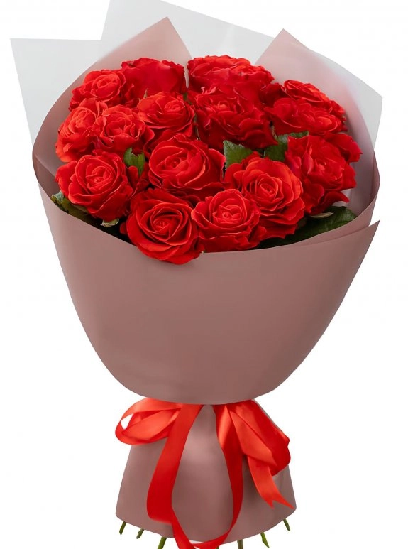 15 Büyük Ekvator Kırmızı Gül Buketi